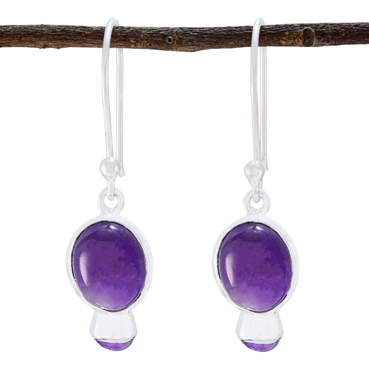 Amethyst Italian Daniela multiple Dangle Purple 925 Silver Earring