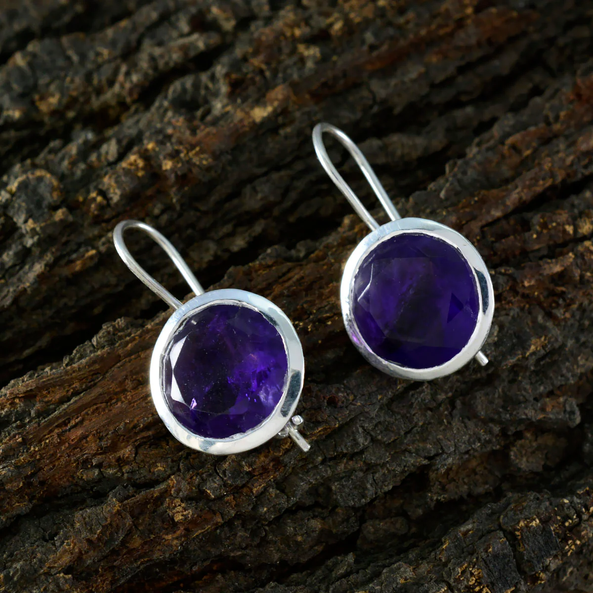 Amethyst Italian Freya Solitaire Dangle Purple Silver Earring - Image 3