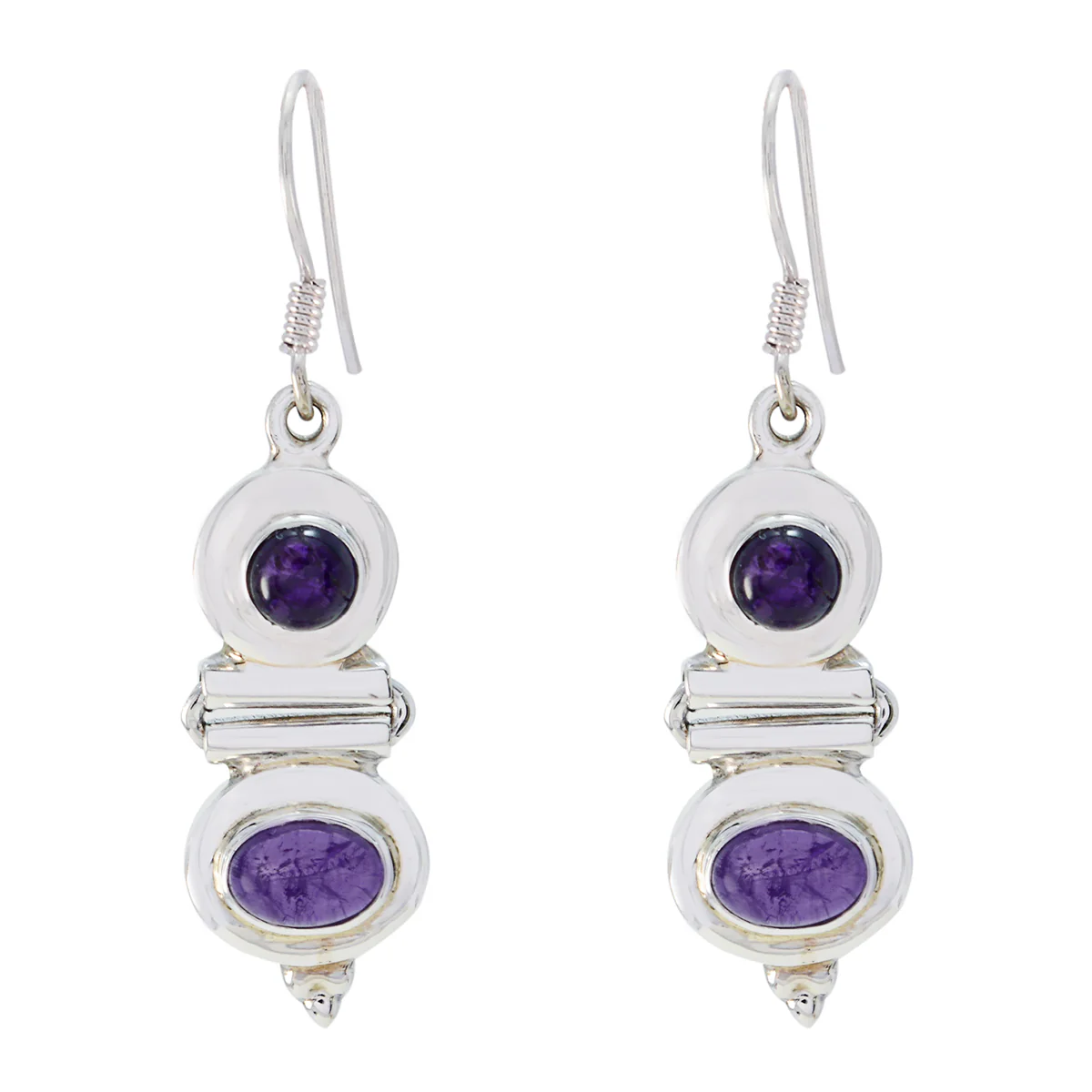 Amethyst Italian Jiwoo multiple Dangle Purple 925 Sterling Silver Earring