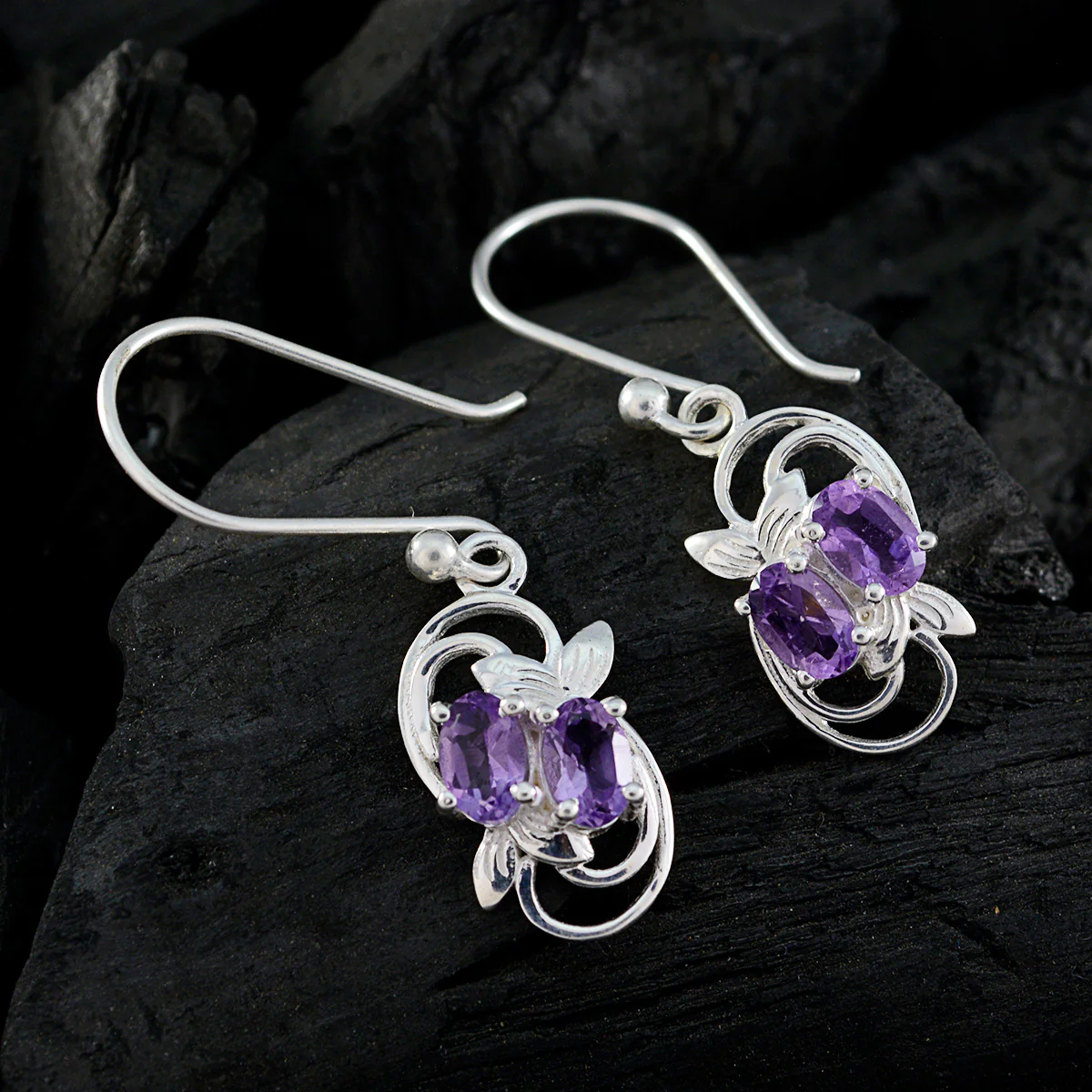 Amethyst Italian Katarina multiple Dangle Purple 925 Sterling Silver Earring - Image 2