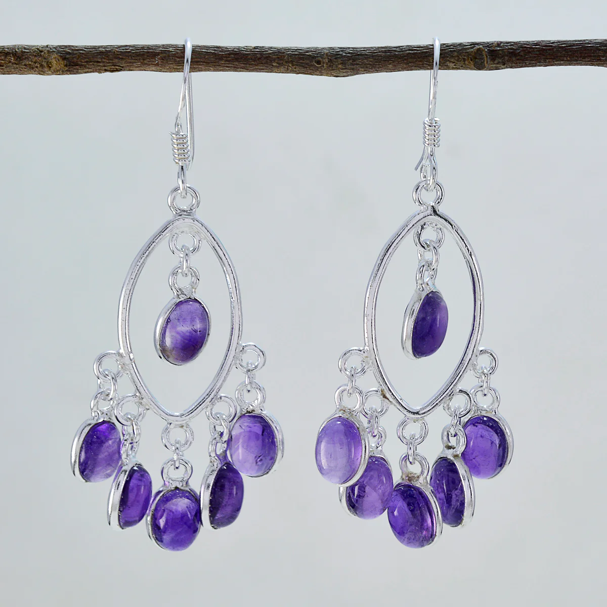 Amethyst Italian Katharina multiple Dangle Purple 925 Sterling Silver Earring - Image 2