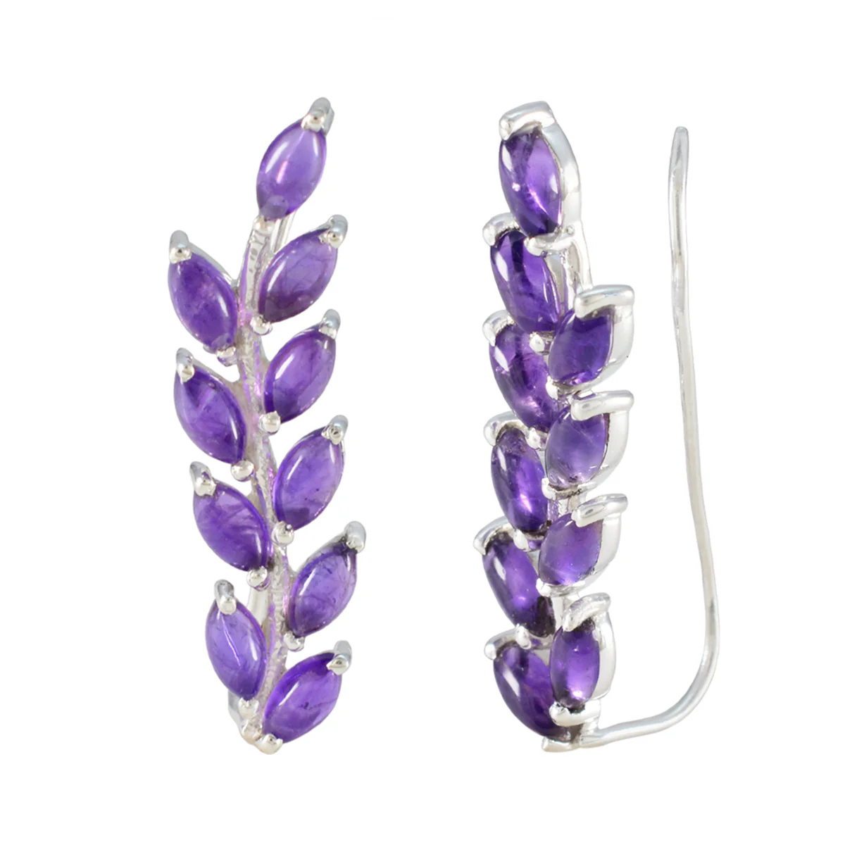 Amethyst Italian Marie multiple Stud Purple 925 Sterling Silver Earring - Image 2