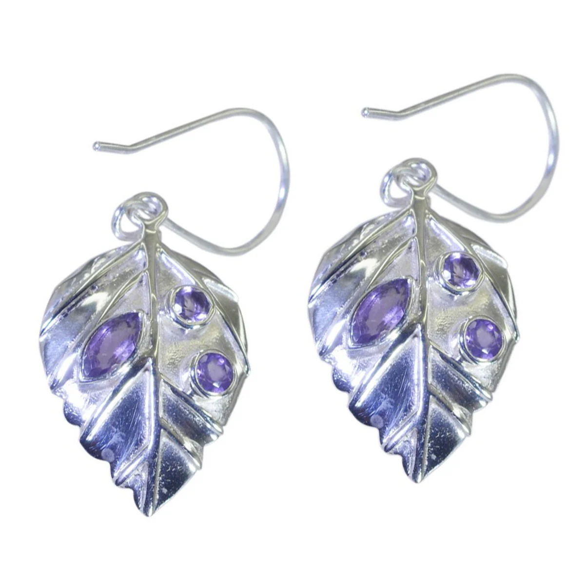 Amethyst Japanese Elena multiple Dangle Purple Silver Earring - Image 2