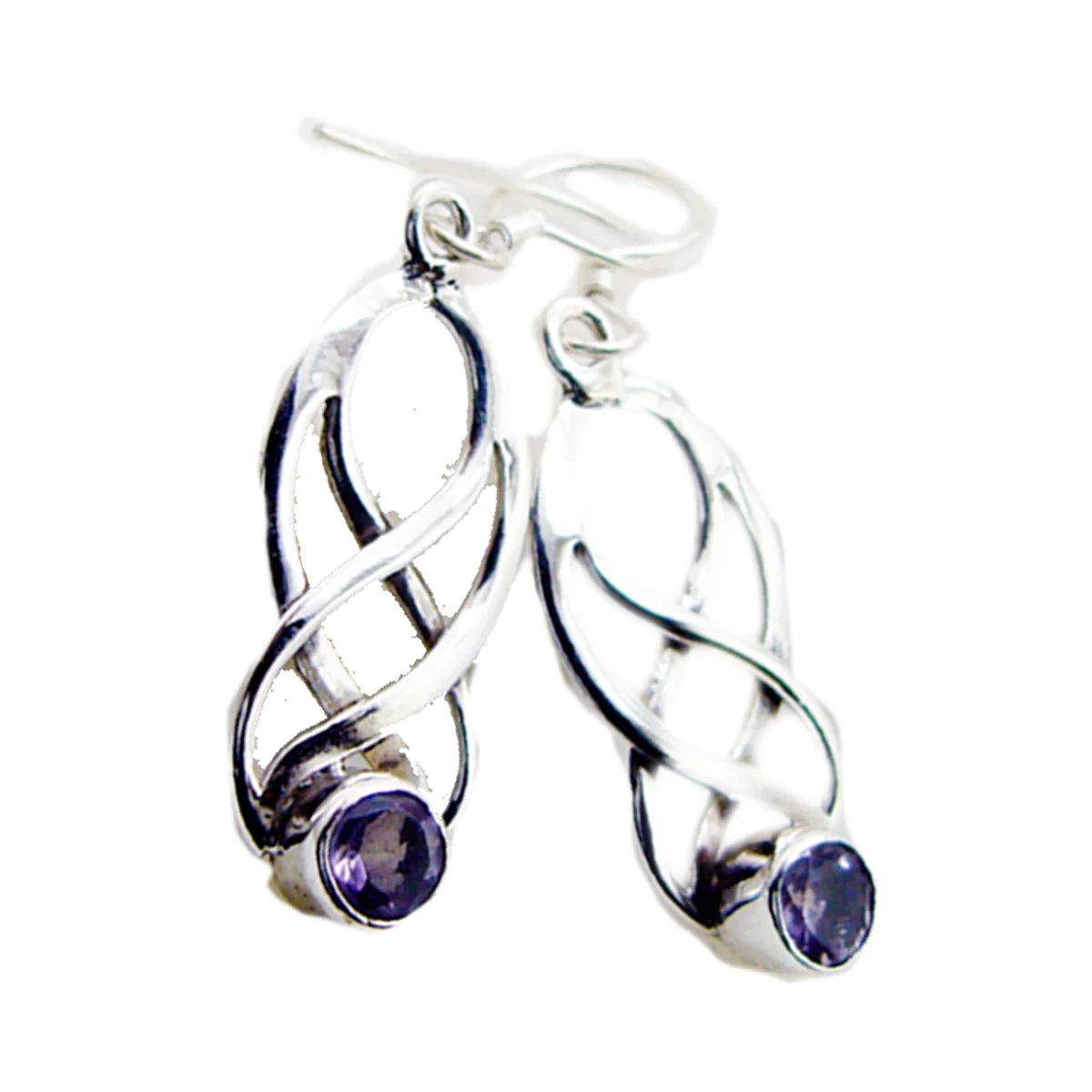 Amethyst Korean Audrey multiple Dangle Purple 925 Silver Earring