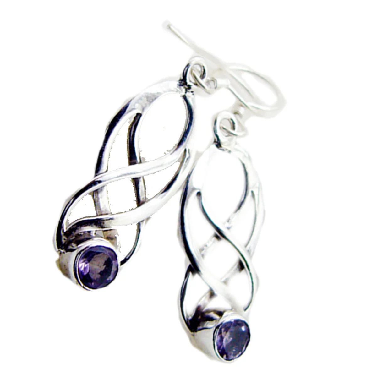 Amethyst Korean Audrey multiple Dangle Purple 925 Silver Earring - Image 2