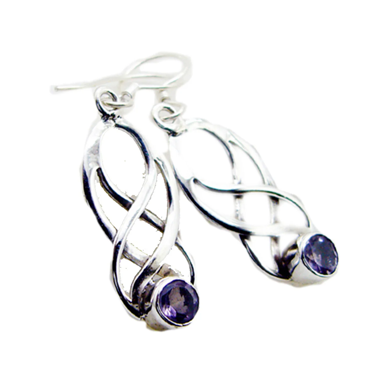 Amethyst Korean Audrey multiple Dangle Purple 925 Silver Earring - Image 3