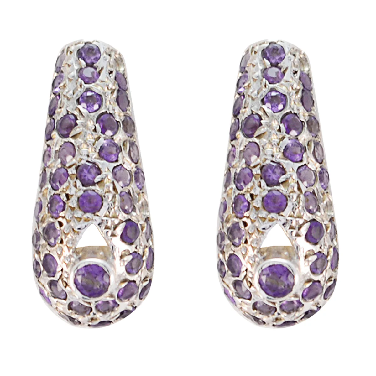 Amethyst Korean Bianca multiple Stud Purple 92.5 Silver Earring