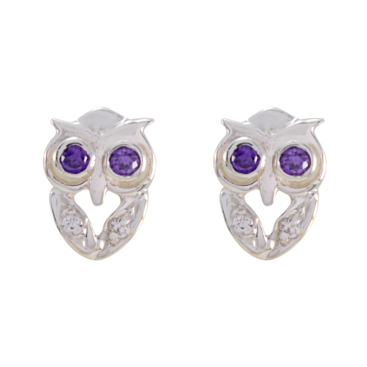 Amethyst Korean Genesis multiple Stud Purple 92.5 Silver Earring