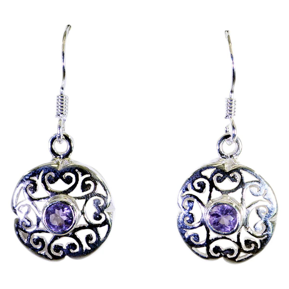 Amethyst Korean Lili Solitaire Dangle Purple 92.5 Silver Earring - Image 3