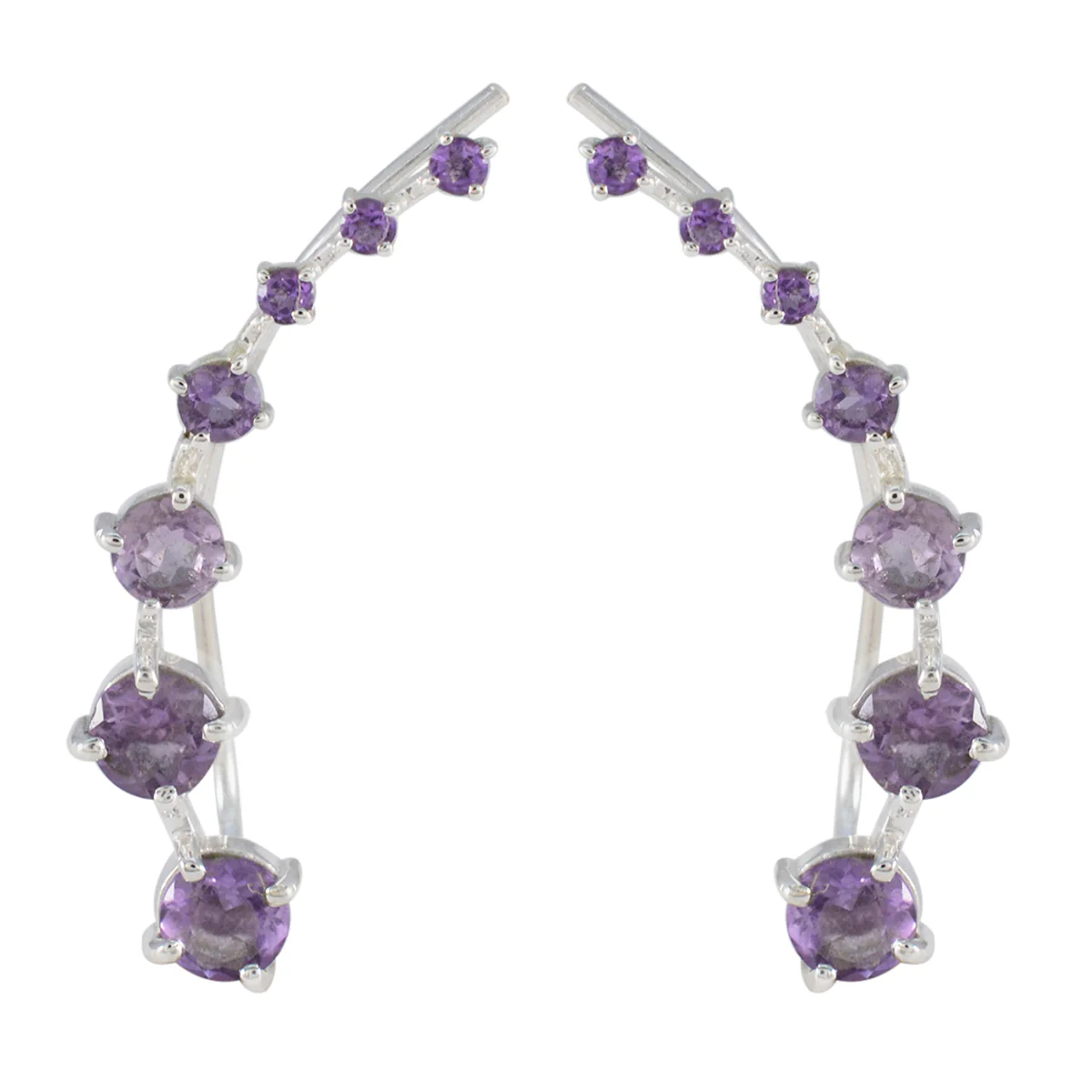Amethyst Korean Min-seo multiple EarCuff Purple 925 Silver Earring