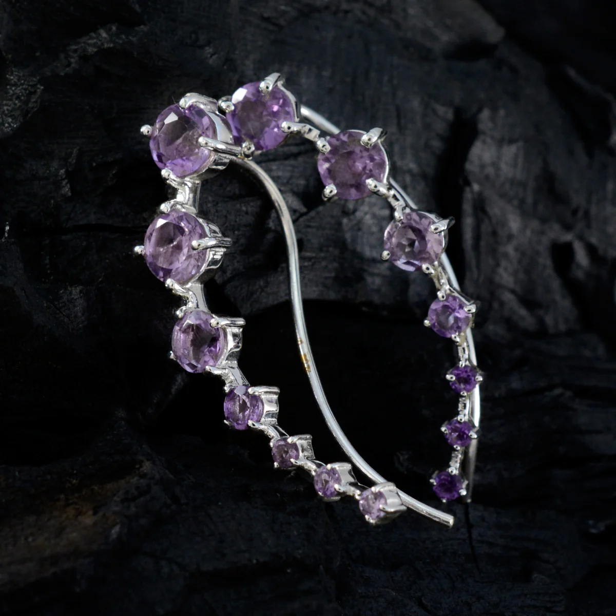 Amethyst Korean Min-seo multiple EarCuff Purple 925 Silver Earring - Image 3