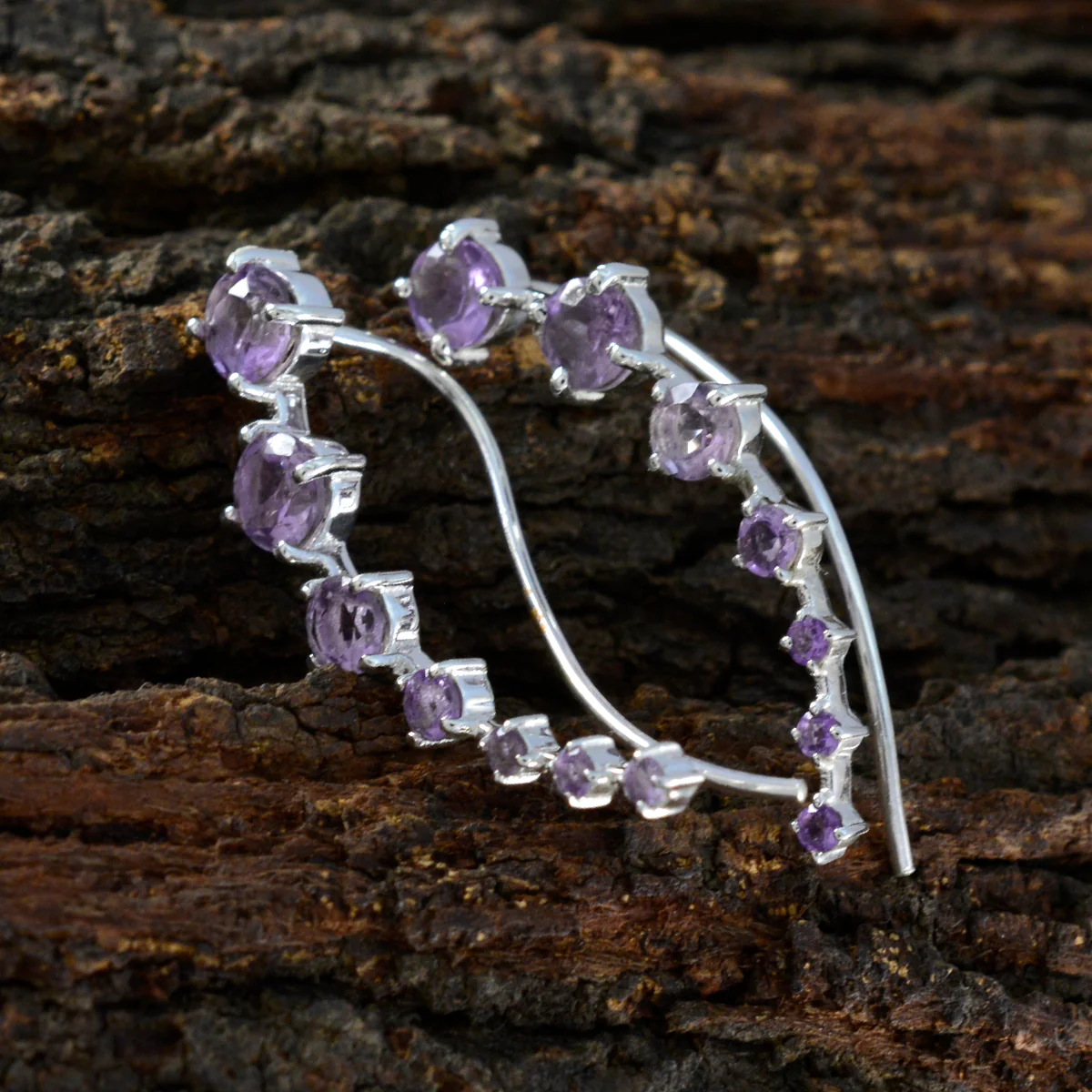 Amethyst Korean Min-seo multiple EarCuff Purple 925 Silver Earring - Image 4