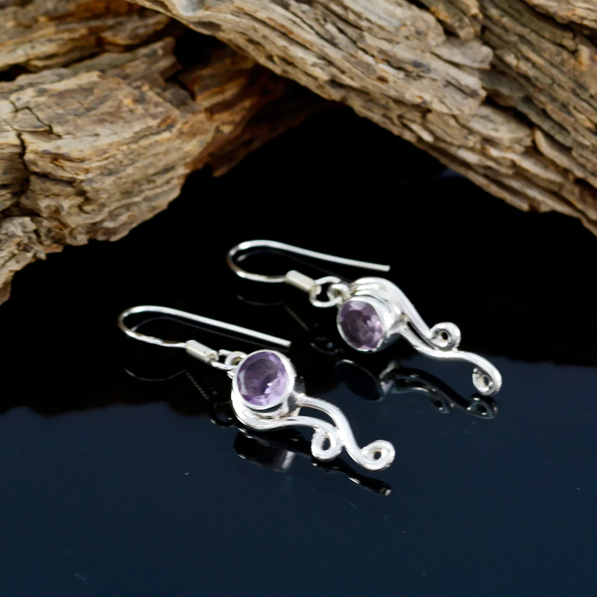 Amethyst Korean Nella multiple Dangle Purple Sterling Silver Earring - Image 3
