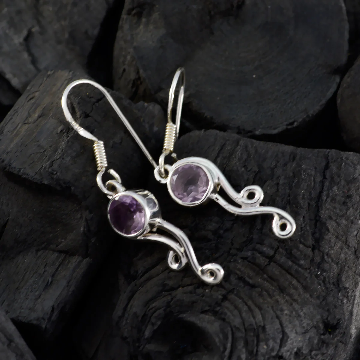 Amethyst Korean Nella multiple Dangle Purple Sterling Silver Earring - Image 4