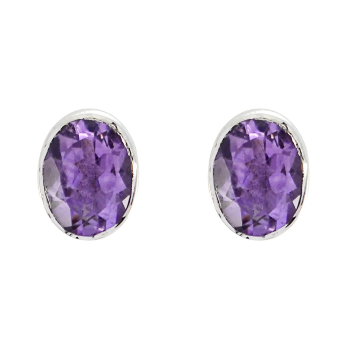 Amethyst Latin American Haruka Solitaire Stud Purple 92.5 Silver Earring