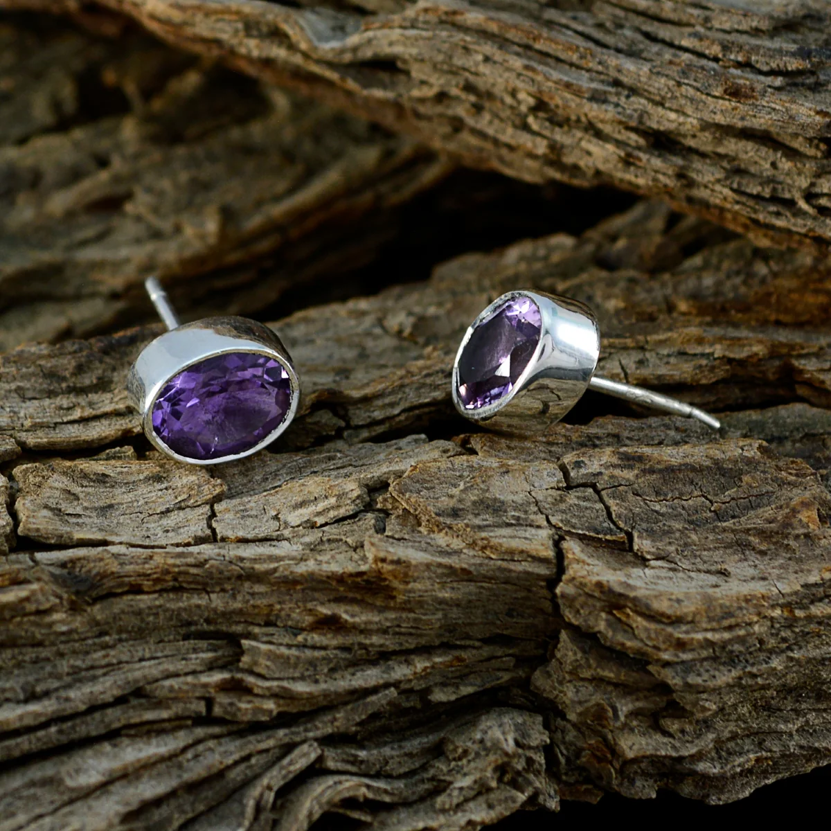 Amethyst Latin American Haruka Solitaire Stud Purple 92.5 Silver Earring - Image 3