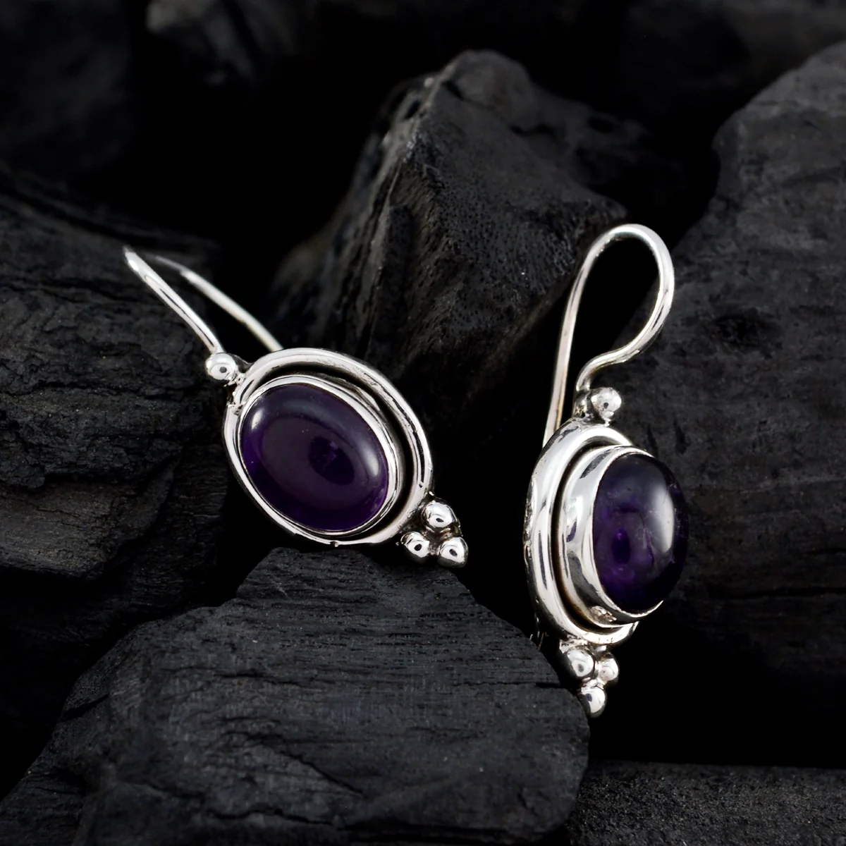 Amethyst Latin American Lucy multiple Dangle Purple Sterling Silver Earring - Image 3