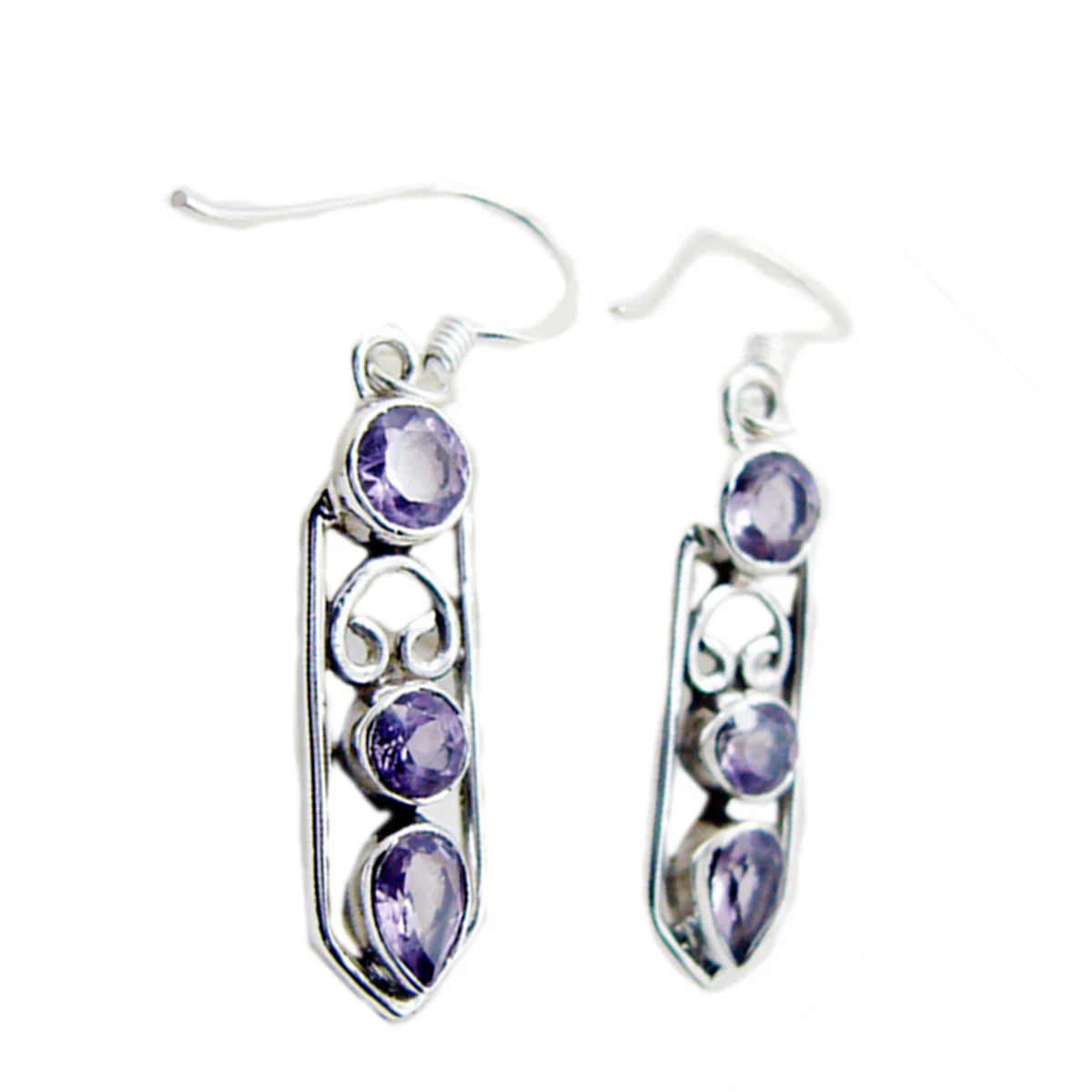 Amethyst Latin American Natalia multiple Dangle Purple 925 Sterling Silver Earring