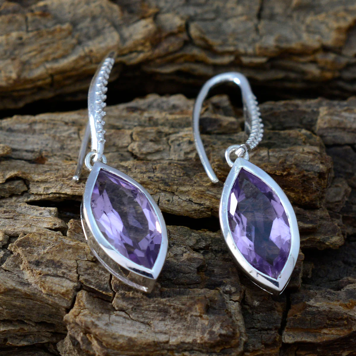Amethyst Mexican Marie Solitaire Dangle Purple 925 Silver Earring - Image 3