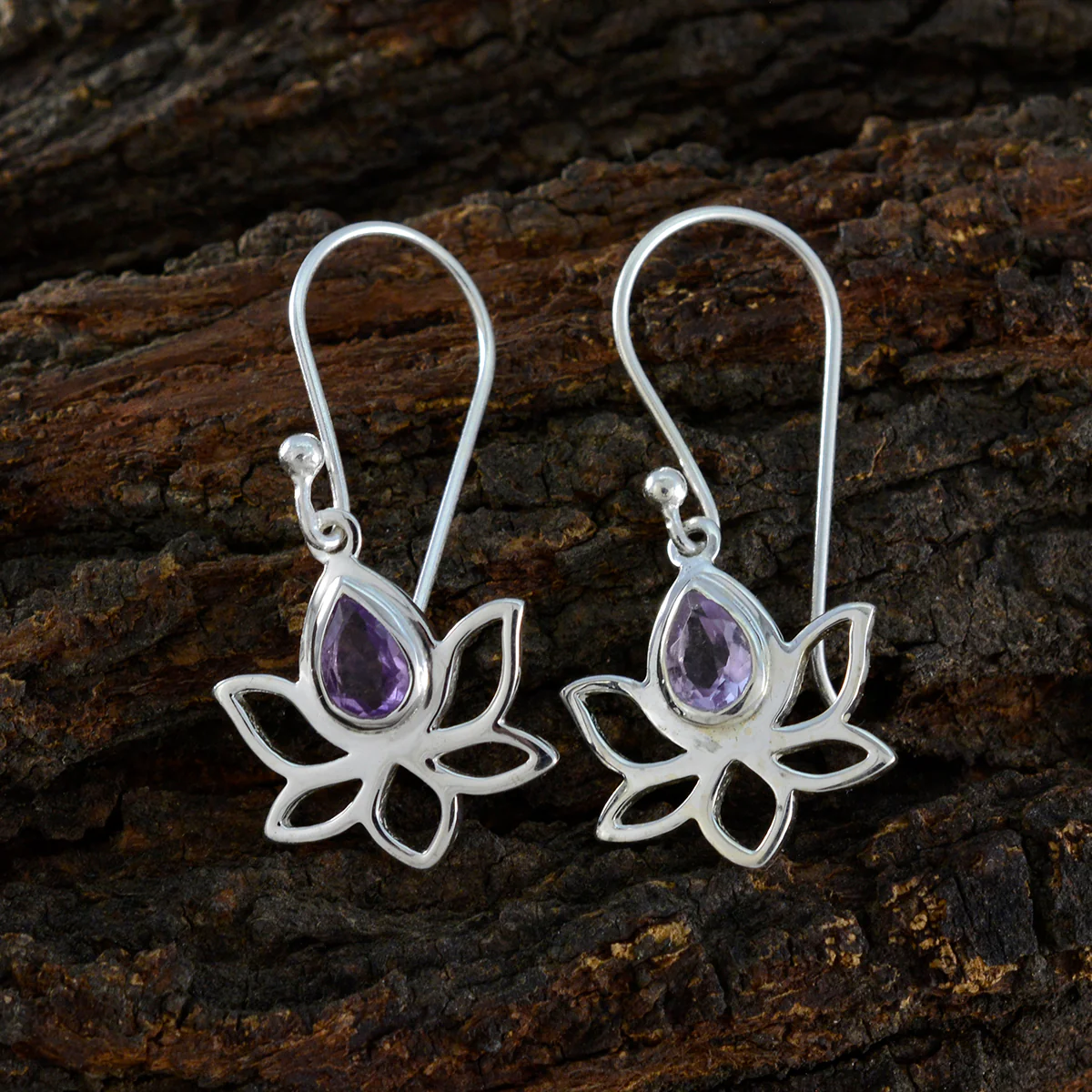 Amethyst Middle Eastern Isabelle Solitaire Dangle Purple Sterling Silver Earring - Image 3