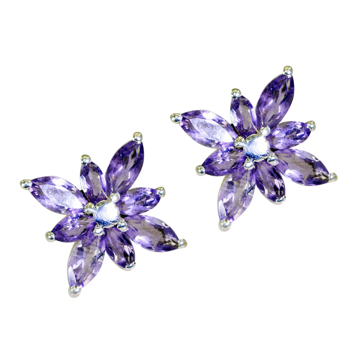 Amethyst Middle Eastern Lorena multiple Stud Purple Sterling Silver Earring - Image 2