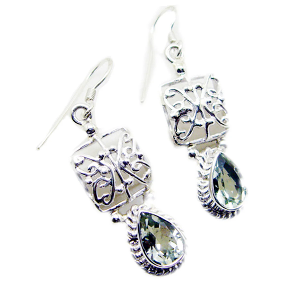 Amethyst Middle Eastern Victoria Solitaire Dangle Purple 925 Silver Earring - Image 3