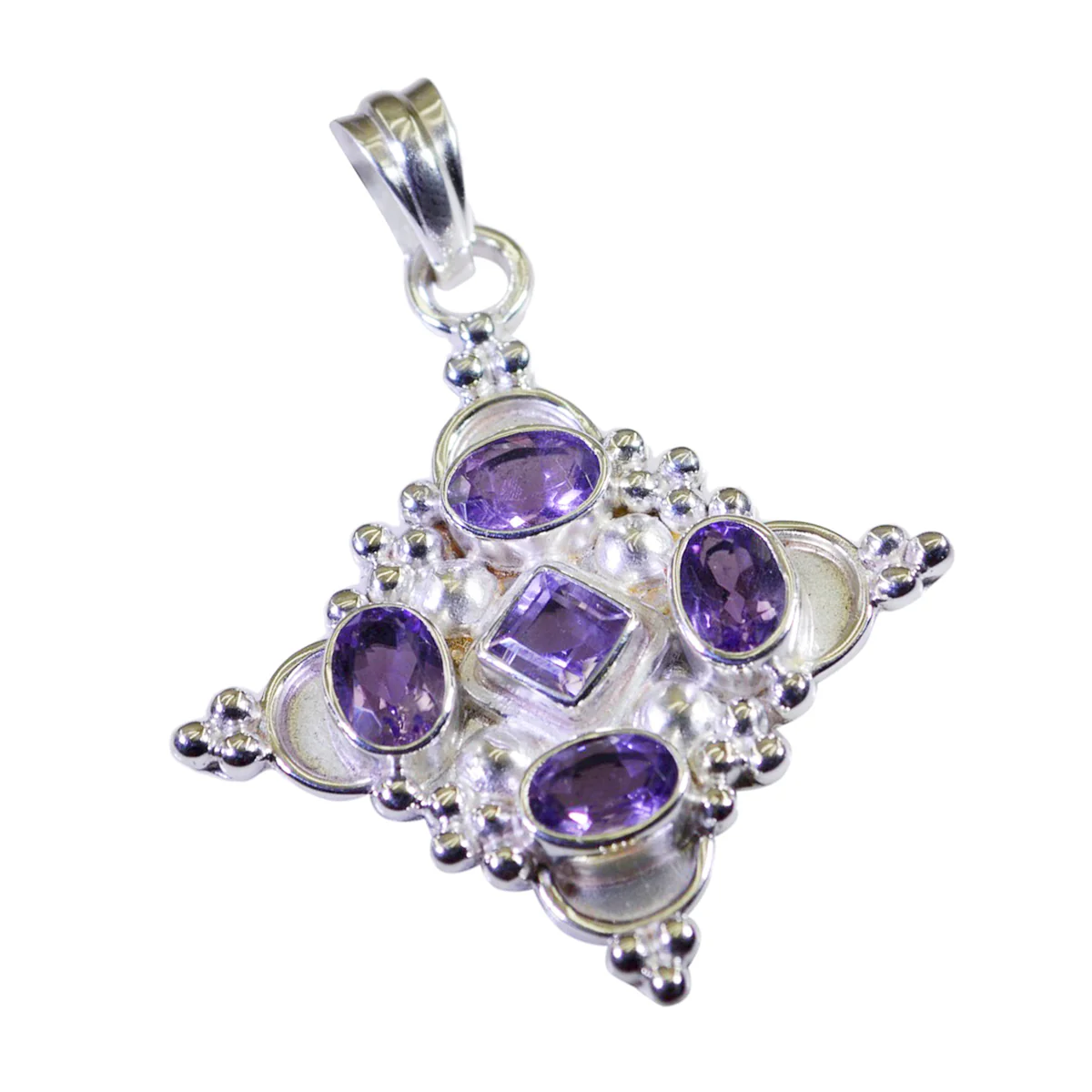 Amethyst Minimal American 92.5 Silver multiple Leah Signet Purple Pendant Jewellery - Image 3