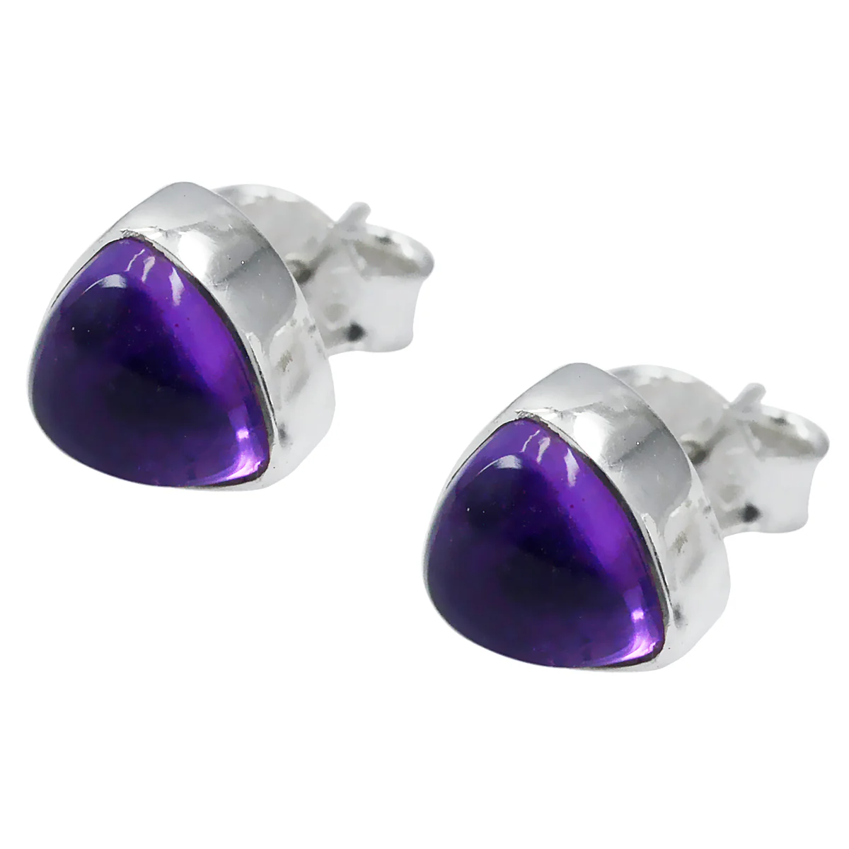 Amethyst Moroccan Camila Solitaire Stud Purple 925 Sterling Silver Earring - Image 2