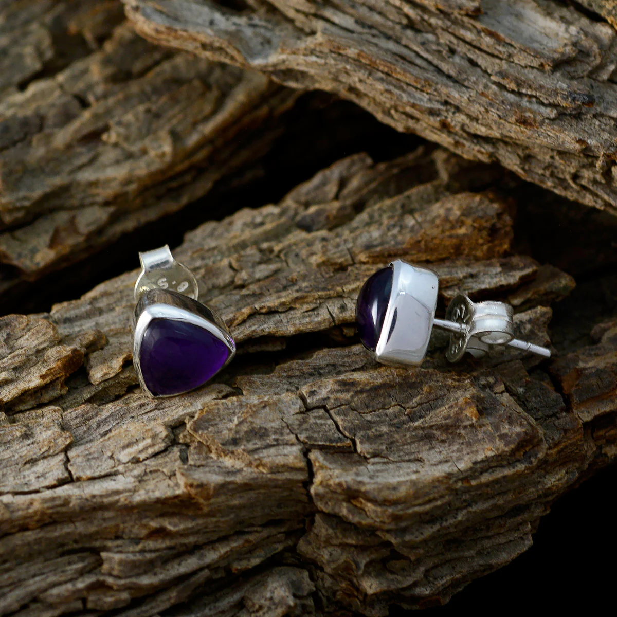 Amethyst Moroccan Camila Solitaire Stud Purple 925 Sterling Silver Earring - Image 3