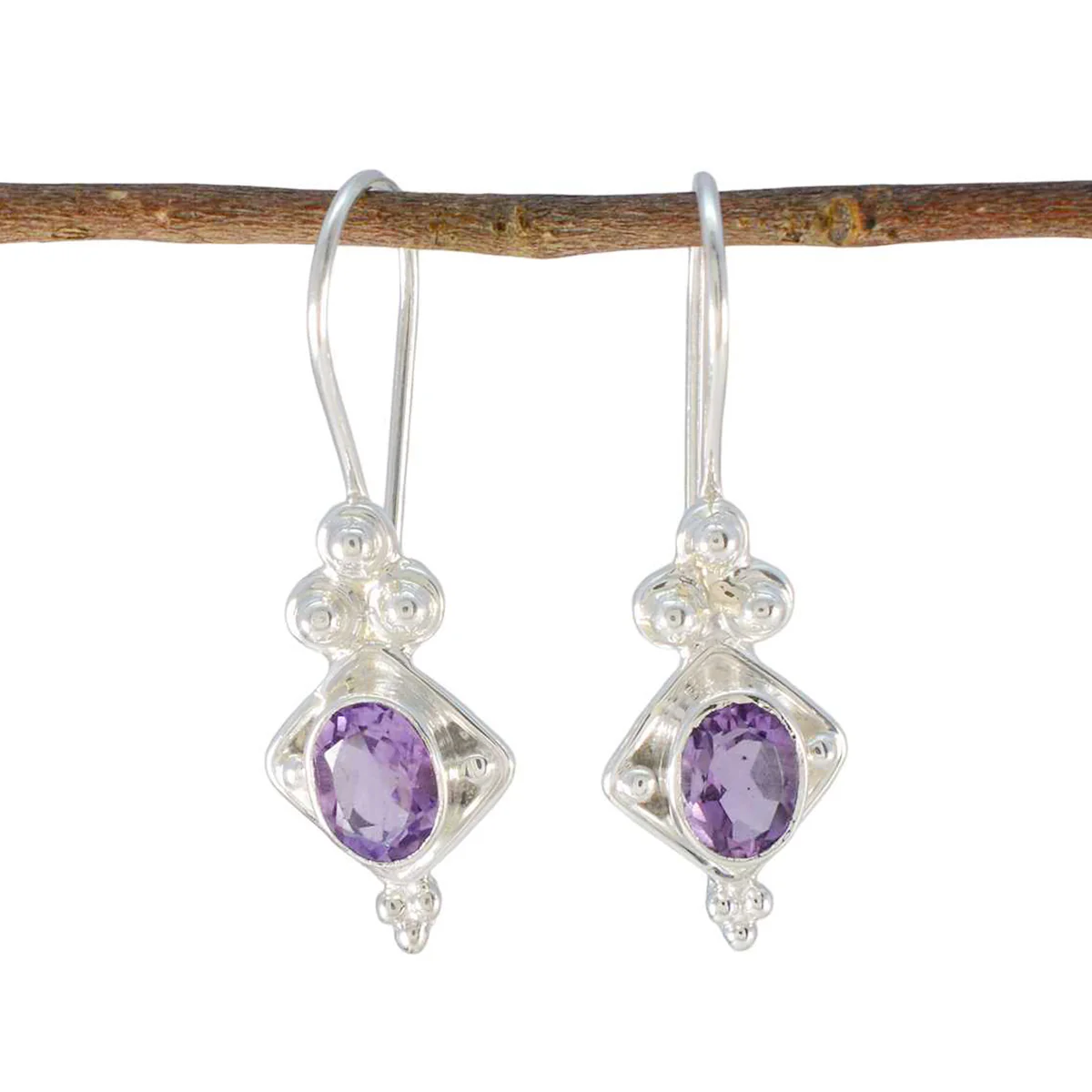Amethyst Moroccan Elena multiple Dangle Purple 92.5 Silver Earring