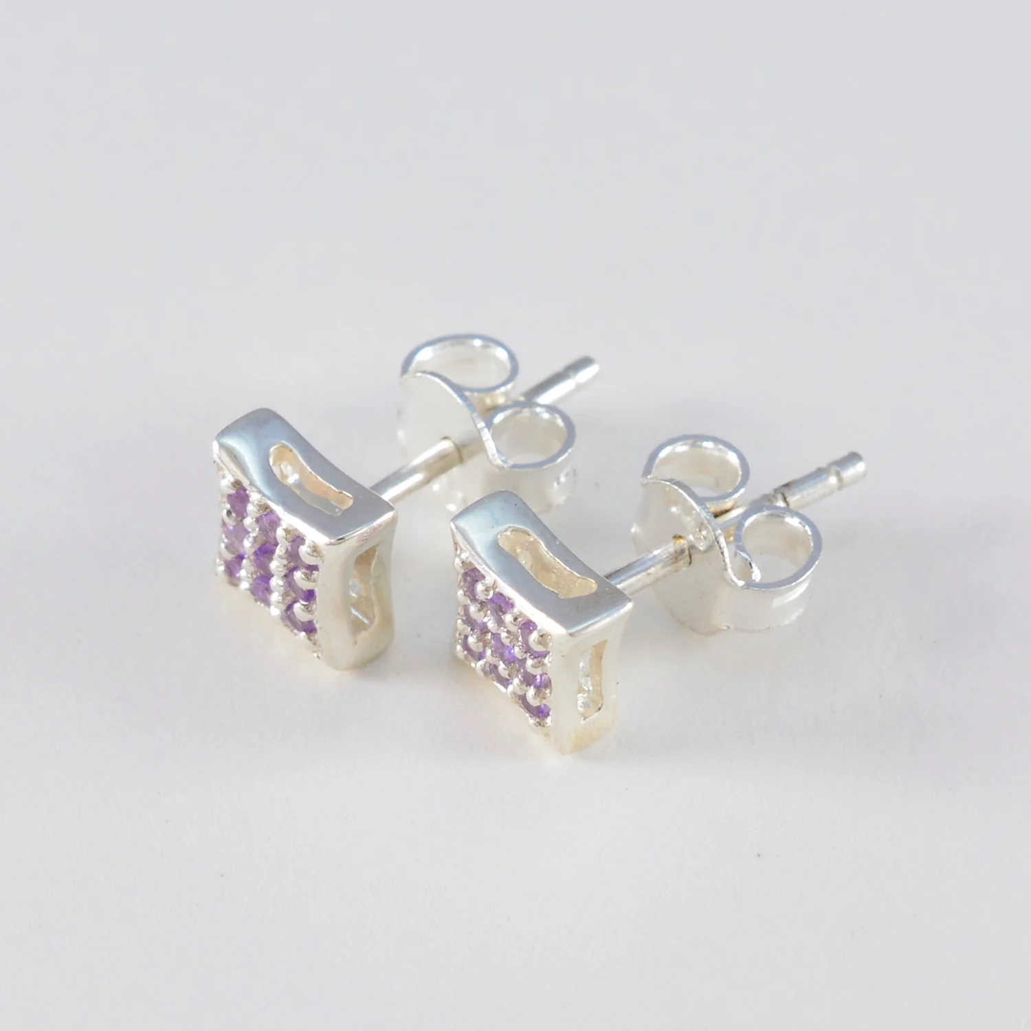 Amethyst Moroccan Valentina multiple Stud Purple 92.5 Silver Earring - Image 3