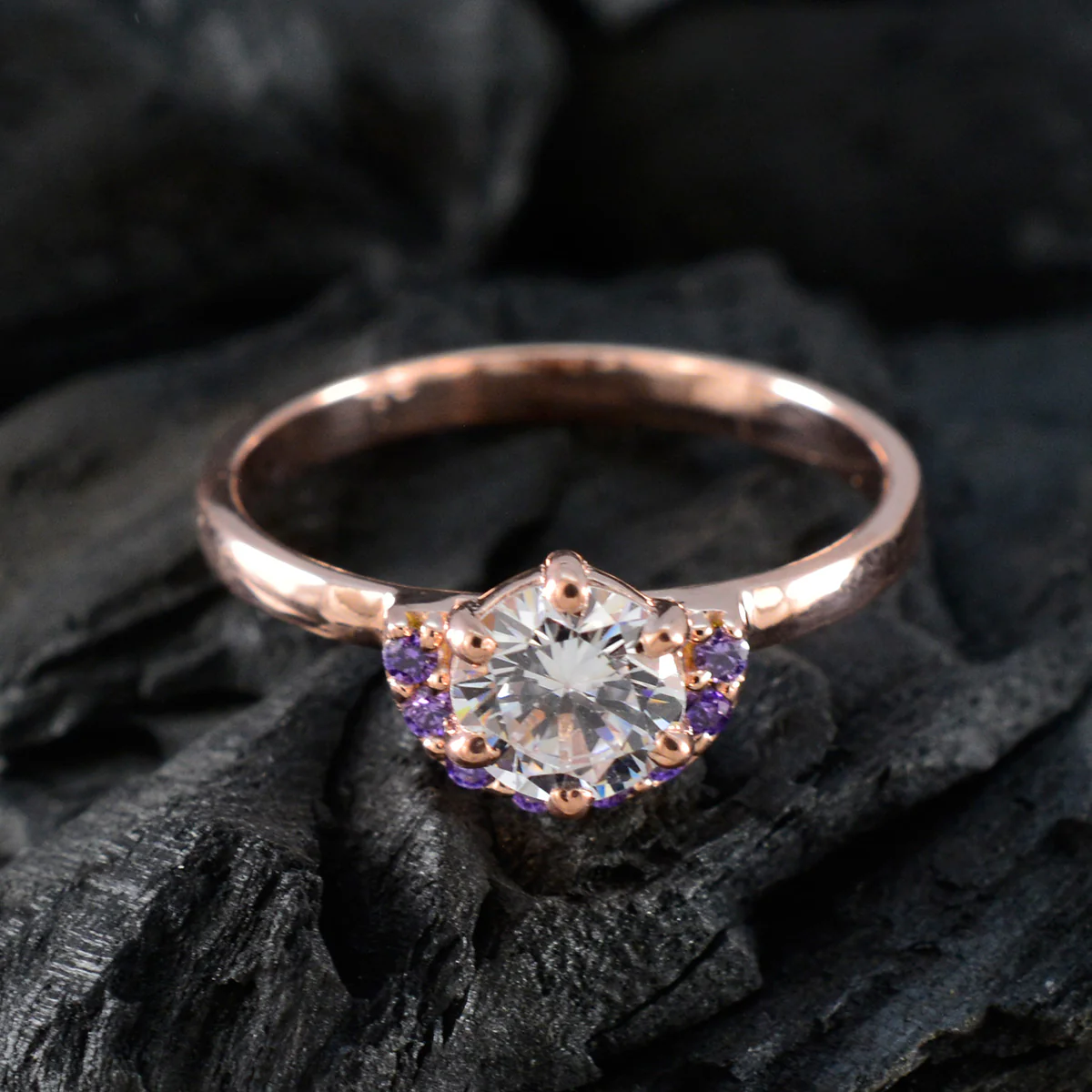 Amethyst multiple American 92.5 Silver Purple Gemstone Delicate Sophisticated Ring Jewellery - Image 4