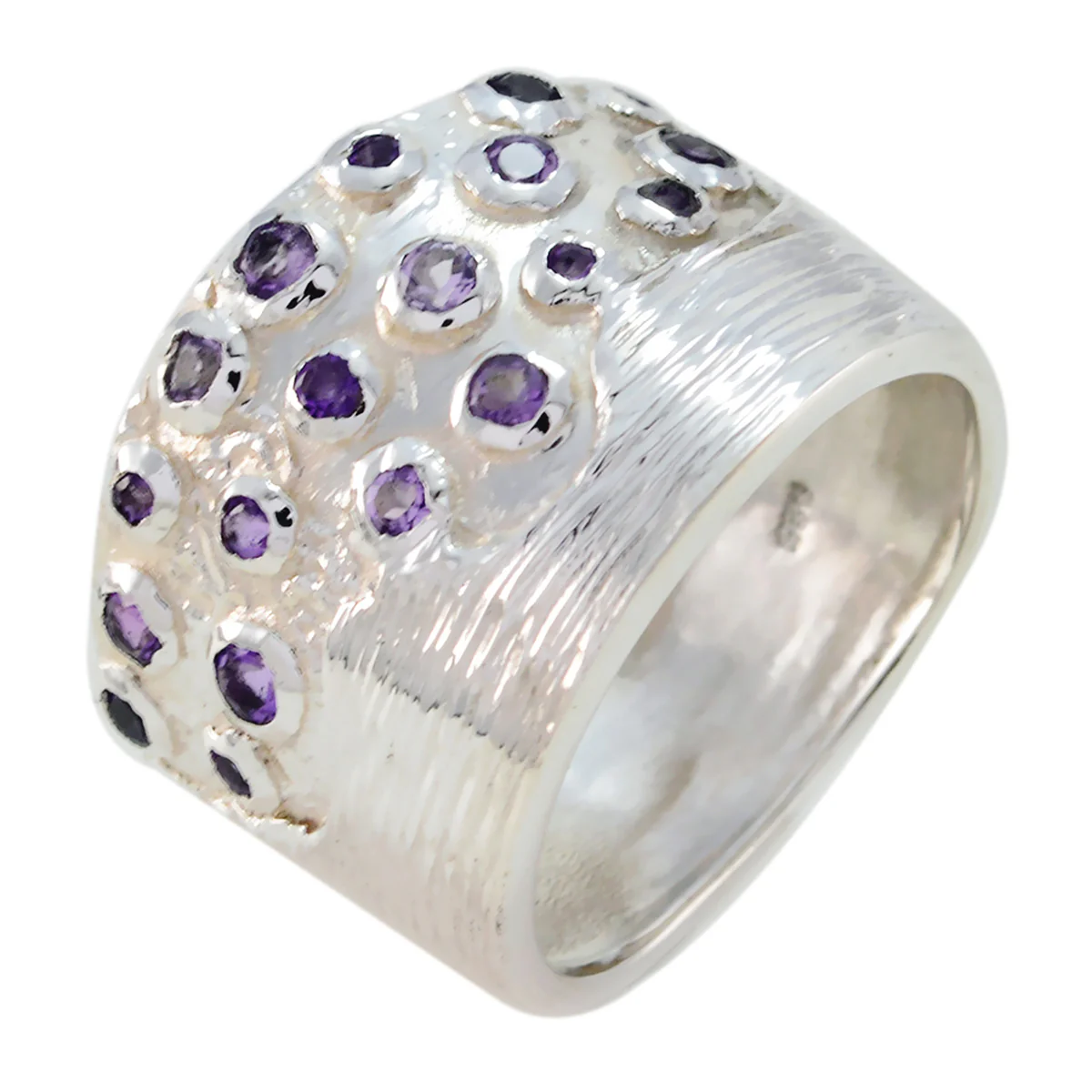 Amethyst multiple Egyptian Silver Purple Gemstones Essential Armor Ring Jewellery - Image 3