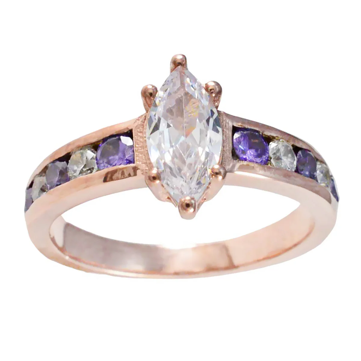 Amethyst multiple Korean 92.5 Silver Purple Gemstones Whisper-thin Love Ring Jewelry - Image 3