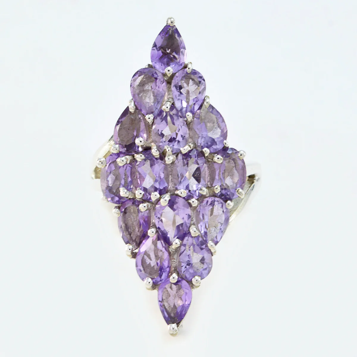 Amethyst multiple Turkish 92.5 Silver Purple Gemstones Statement Victorian Ring Jewellery - Image 3