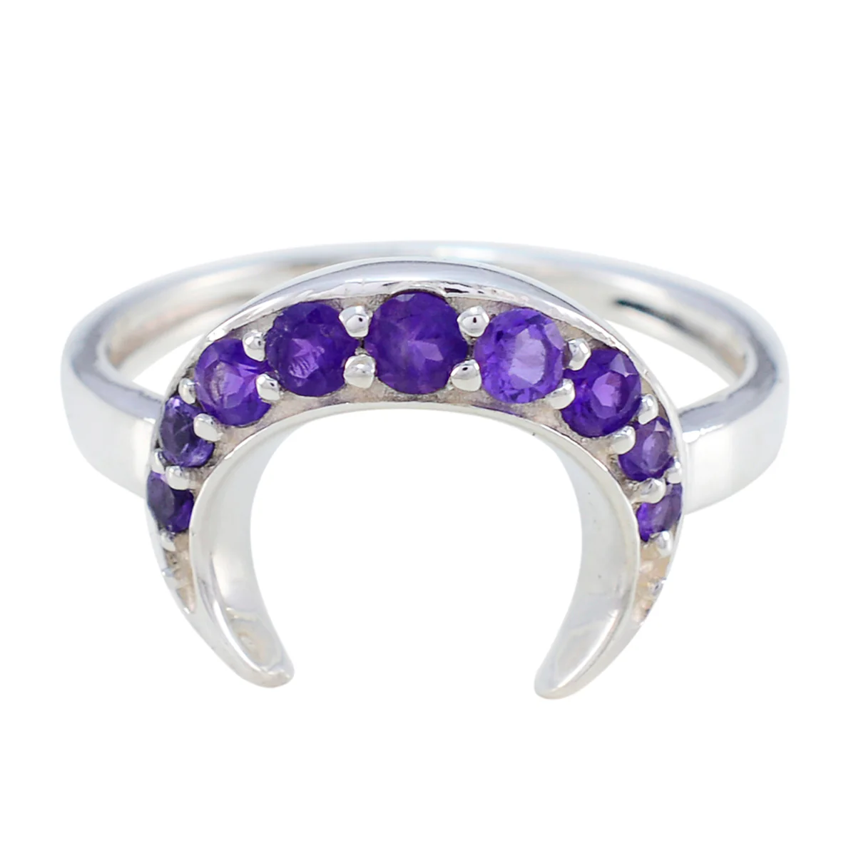 Amethyst multiple Turkish Sterling Silver Purple Gemstones Whisper-thin Abstract Ring Jewelry