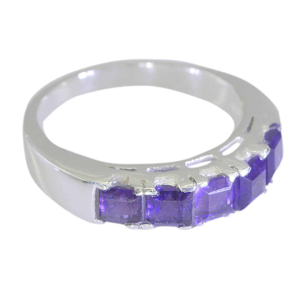 Amethyst Penta African 92.5 Silver Purple Gemstones Tiny Trendy Ring Jewellery - Image 2
