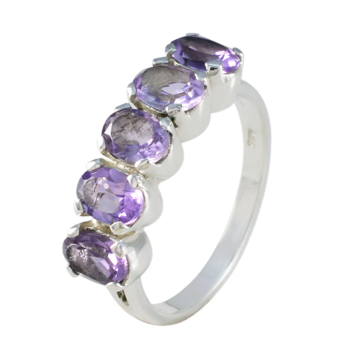 Amethyst Penta Moroccan Sterling Silver Purple Gems Featherlight Artisan Ring Jewellery - Image 2