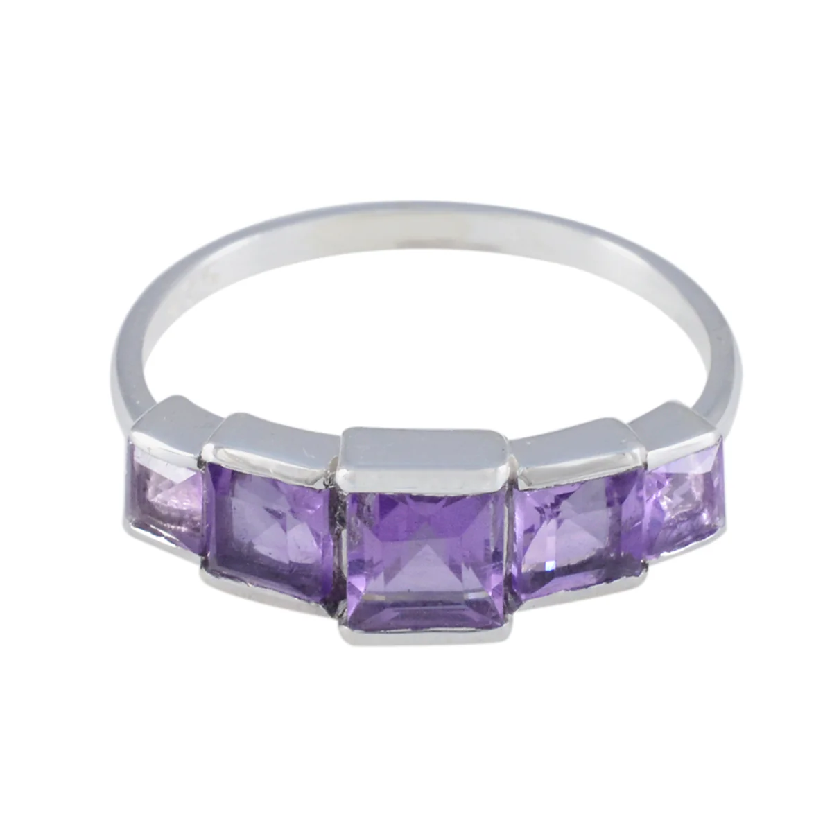Amethyst Penta Turkish Sterling Silver Purple Gemstones Delicate Luxurious Ring Jewellery