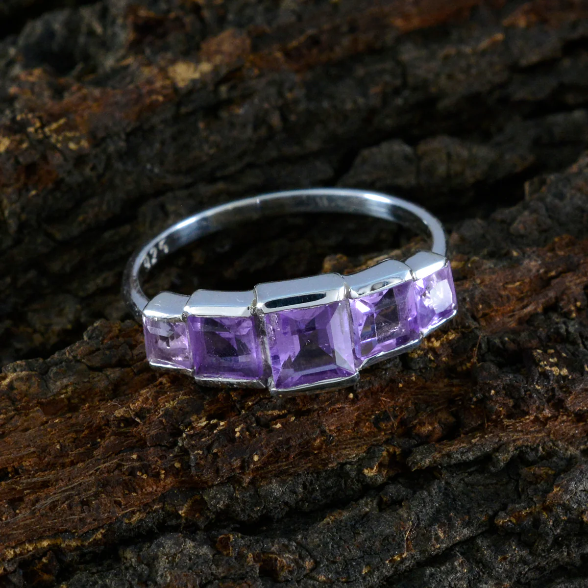 Amethyst Penta Turkish Sterling Silver Purple Gemstones Delicate Luxurious Ring Jewellery - Image 3