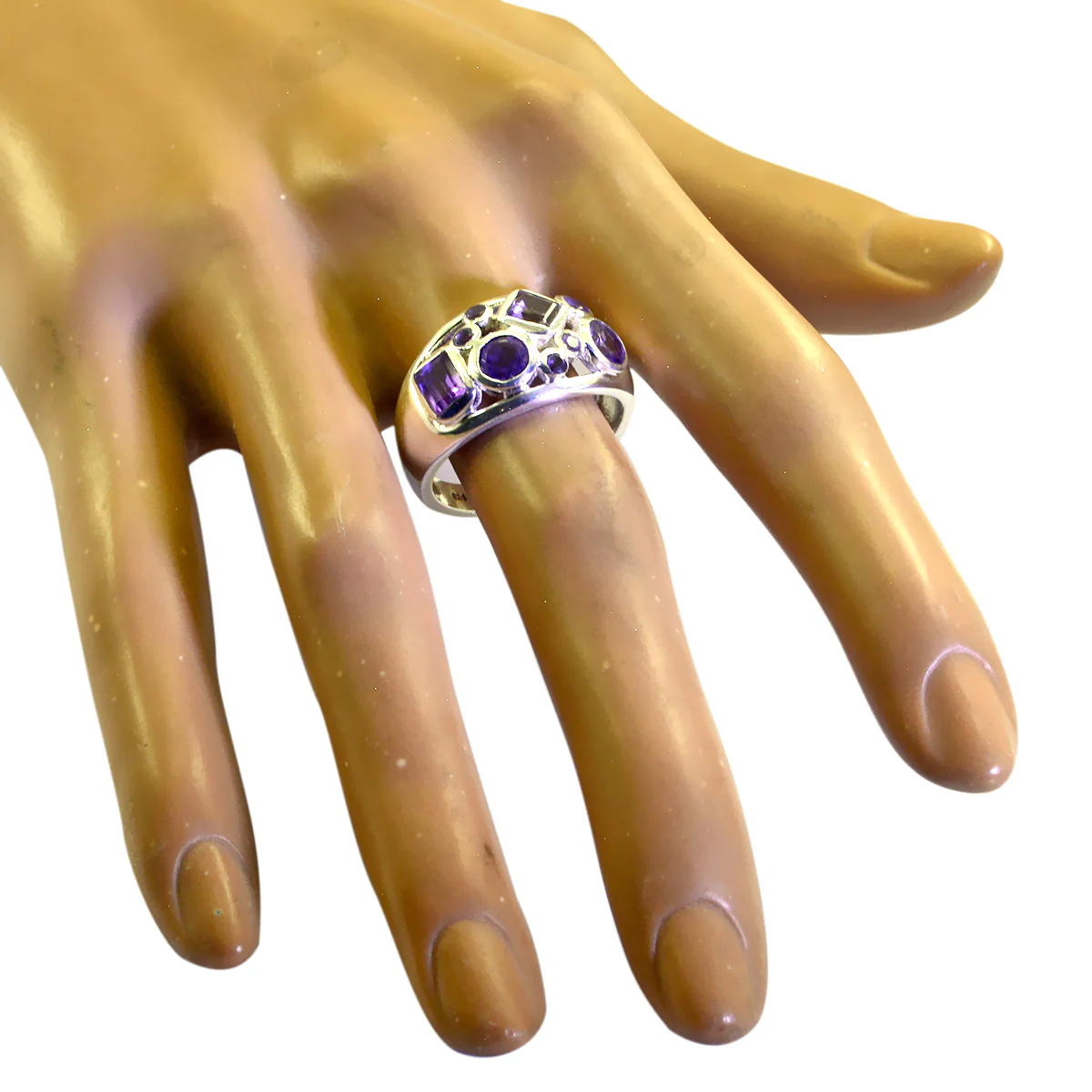 Amethyst quarter African 925 Sterling Silver Purple Gemstone Eye-catching Contemporary Ring Jewellery - Image 2
