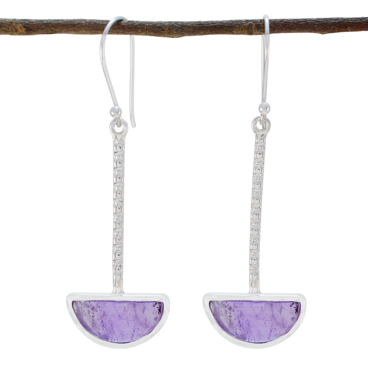 Amethyst Russian Bruna Solitaire Dangle Purple 92.5 Silver Earring