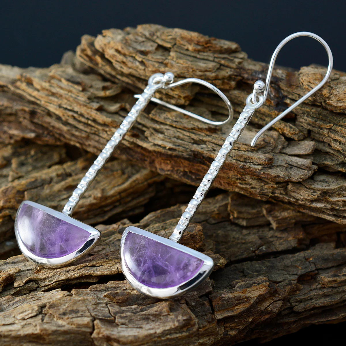 Amethyst Russian Bruna Solitaire Dangle Purple 92.5 Silver Earring - Image 3