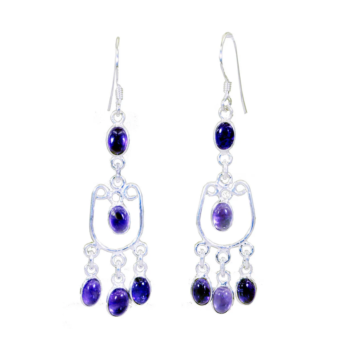 Amethyst Russian Hana multiple Dangle Purple 925 Silver Earring