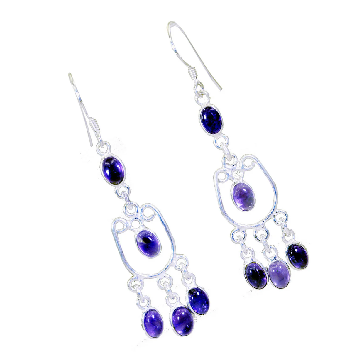 Amethyst Russian Hana multiple Dangle Purple 925 Silver Earring - Image 2
