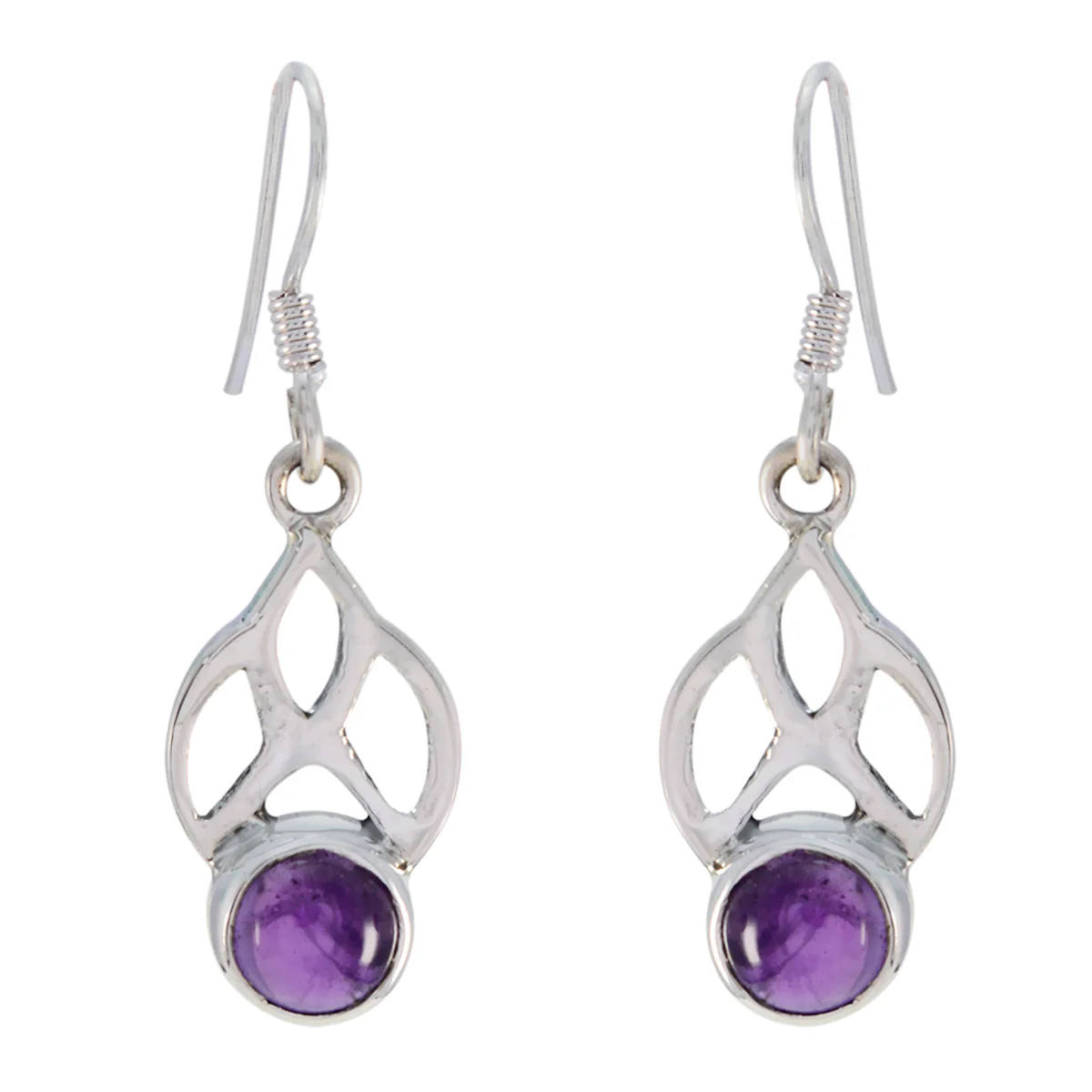 Amethyst Russian Layla Solitaire Dangle Purple Silver Earring