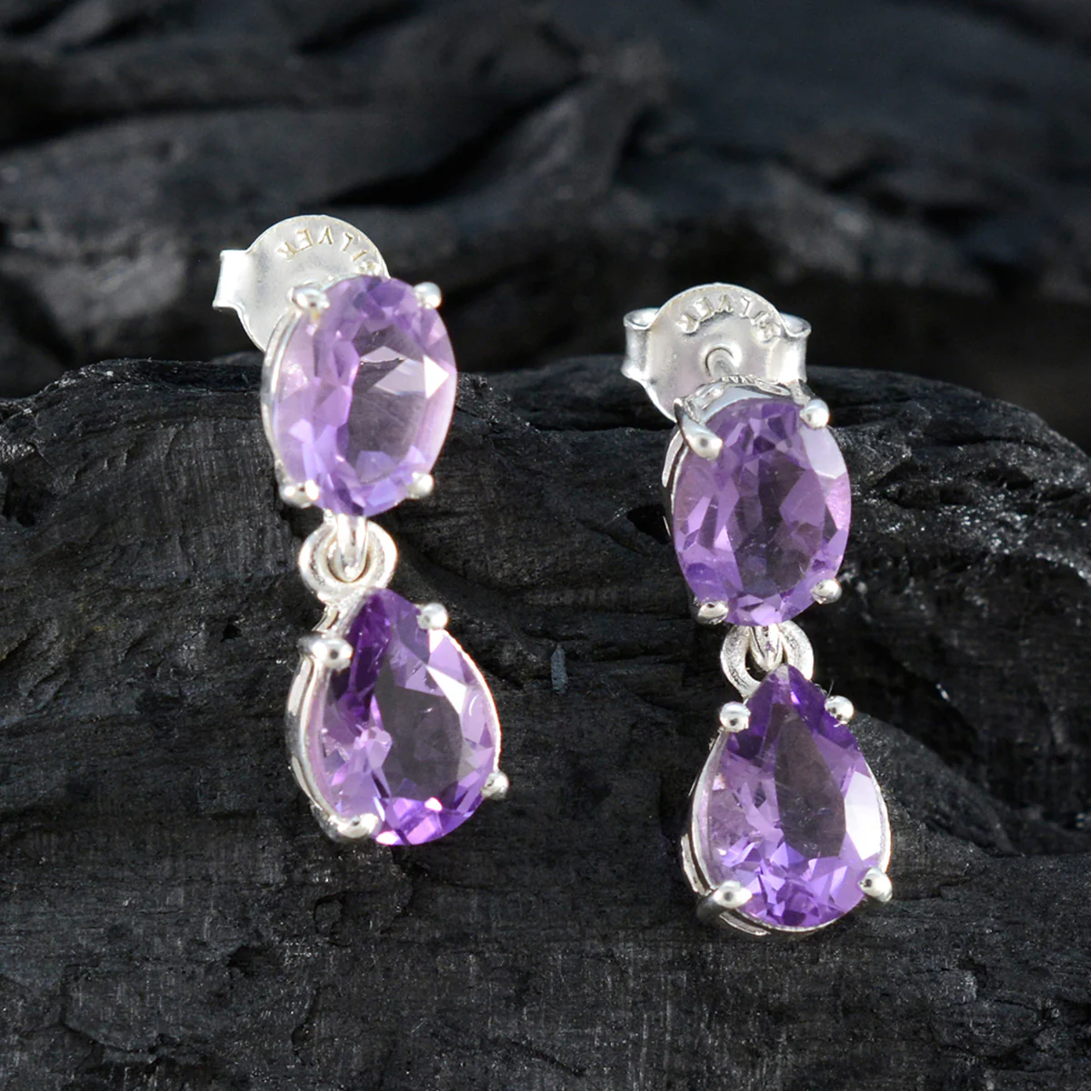 Amethyst Russian Teresa Toi et Moi Stud Purple 92.5 Silver Earring - Image 2