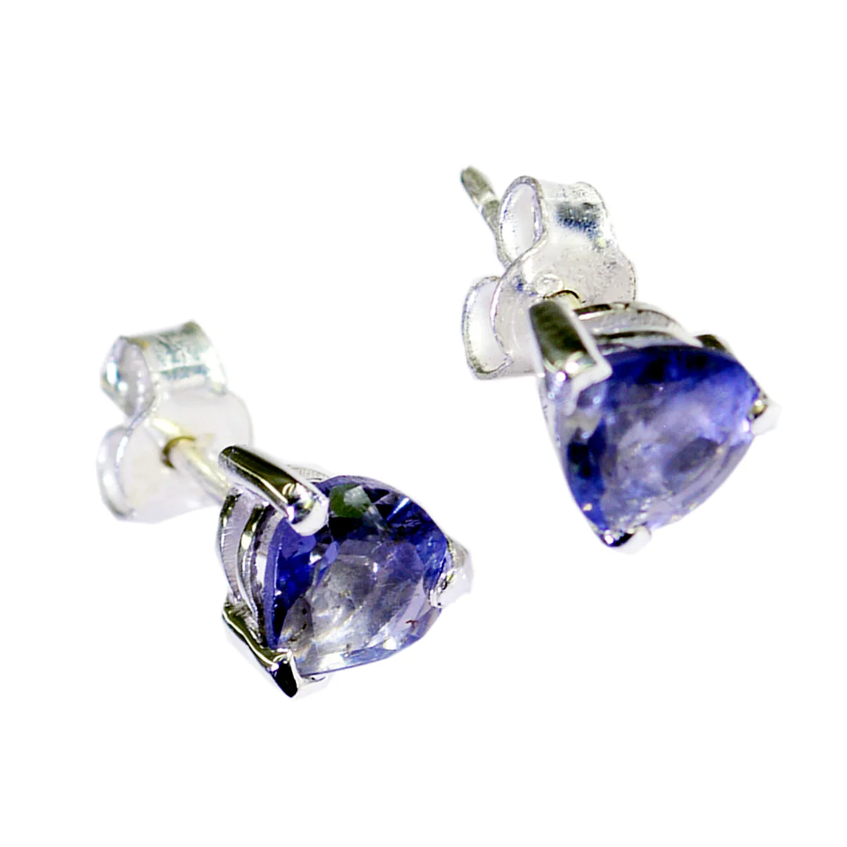 Amethyst Russian Violet Solitaire Stud Purple Sterling Silver Earring - Image 2