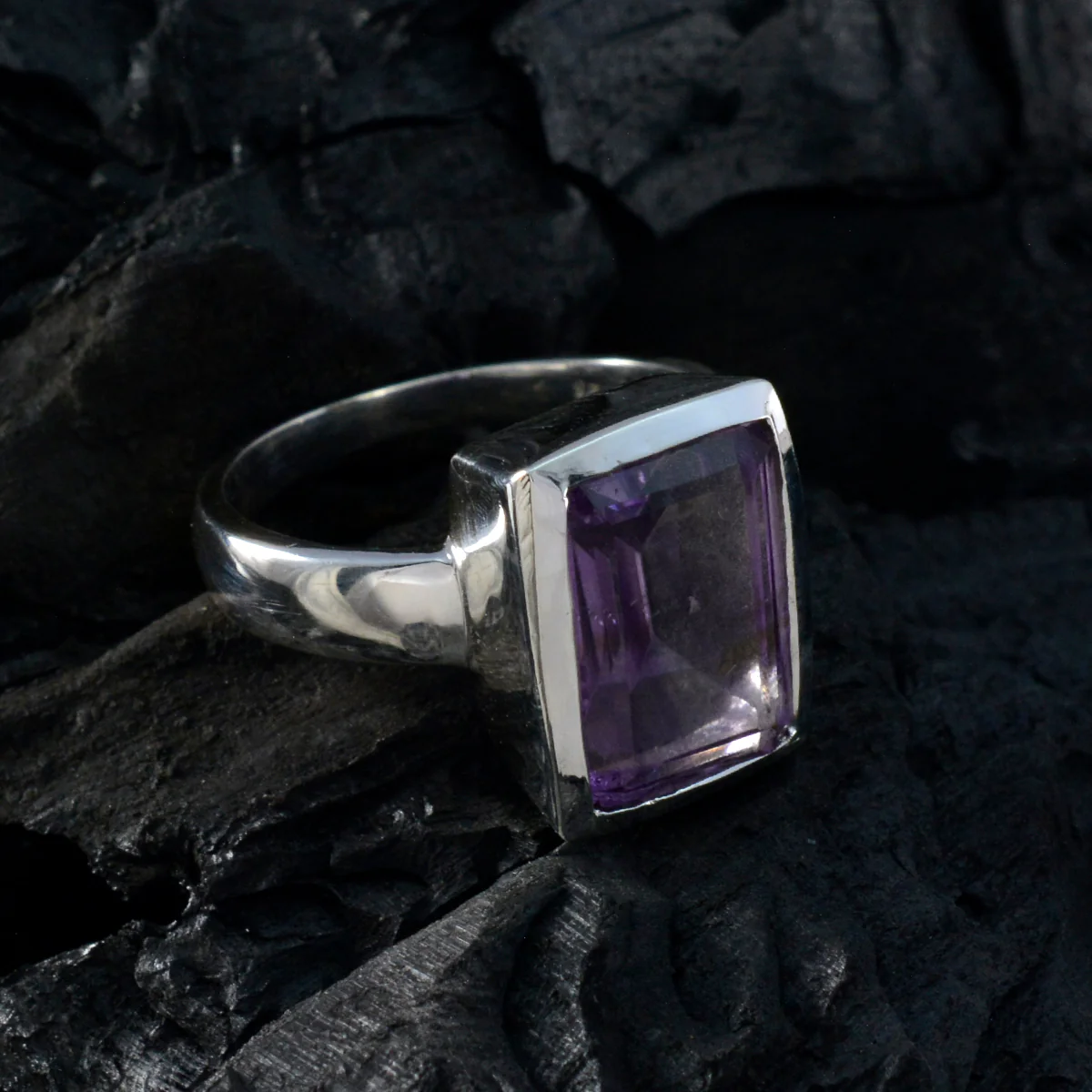 Amethyst Solitaire African 925 Silver Purple Gemstones Versatile Modern Ring Jewellery - Image 4