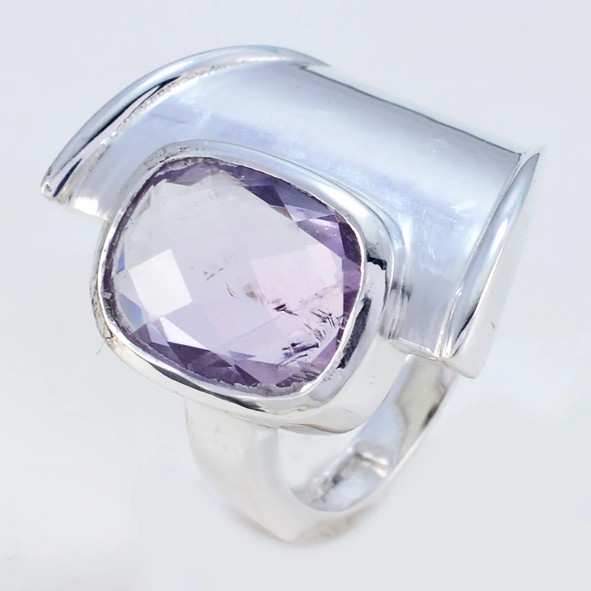 Amethyst Solitaire African Silver Purple Gemstone Versatile Signet Ring Jewelry - Image 2